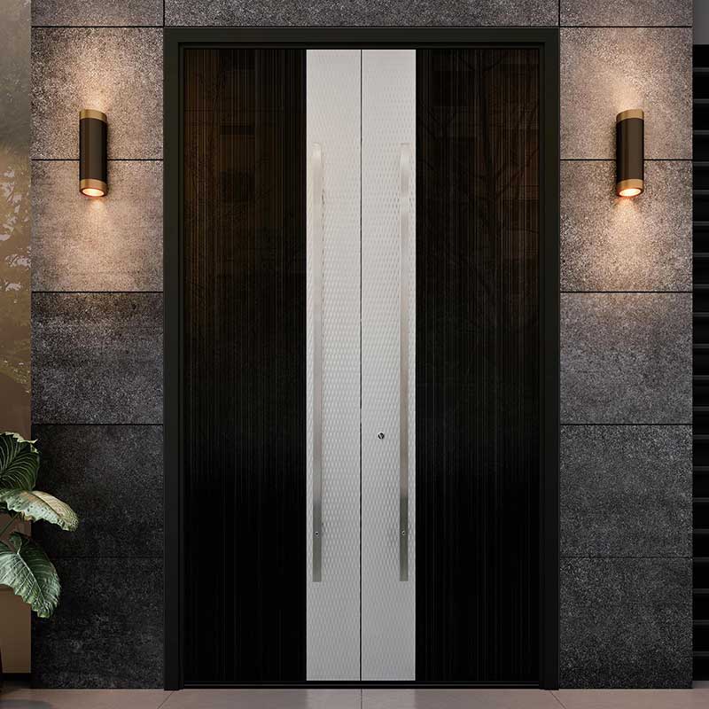 Black Titanium Brushed Steel Exterior Security Door