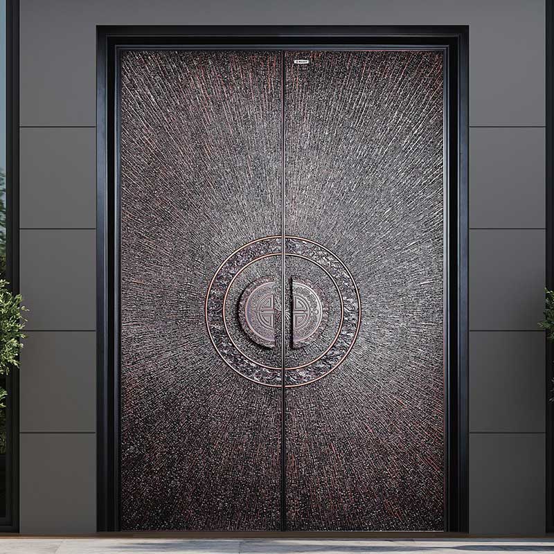 Light Luxury Graphite Gray Steel Double Front Doors